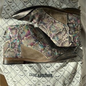 Zadig and Voltaire rainbow snakeskin boots